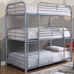 Brand New Gray Twin/ Twin/ Twin Bunk Bed 