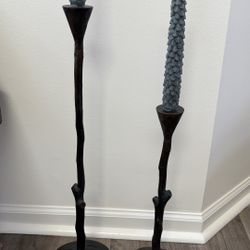 Set Of Two Candle Holders  - Dark Bronze 