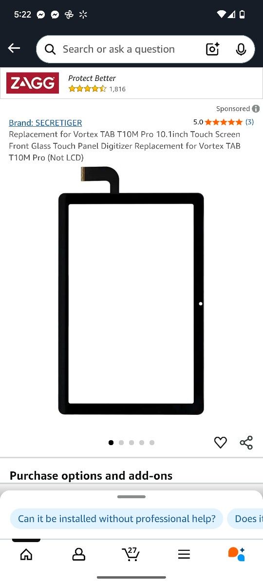Replacement for Vortex TAB T1OM Pro 10.1inch Touch Screen Front Glass Touch Panel Digitizer Replacement for Vortex TAB T1OM Pro (Not LCD)