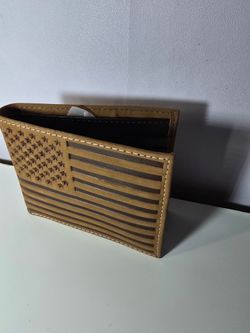 Leather Bifold Wallet American Flag Embossed