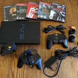 PlayStation 2 Bundle – 2 Controllers, 5 Games, HDMI Adapter