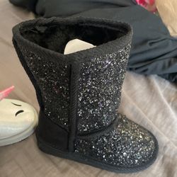 Black Sparkle 7c Girl Boots 