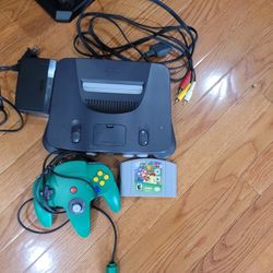 Nintendo N64 with Mario 64, OEM Controller, And Cords