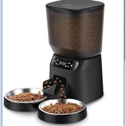 Automatic Cat Feeders for Two Cats, 5L/20 Cups Double Automatic Cat Food Dispenser with 2 Stainless Bowls, Timer Setting 20 Portions 6 Meals Per Day, 