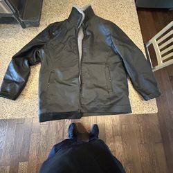 SYNTHETIC LEATHER JACKET LARGE