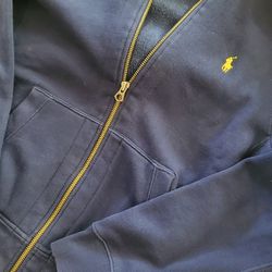 New RL RALPH LAUREN Long Sleeved  Sweat Shirt Zip Down - Color Navy Blue  - SIZE Men's Small 