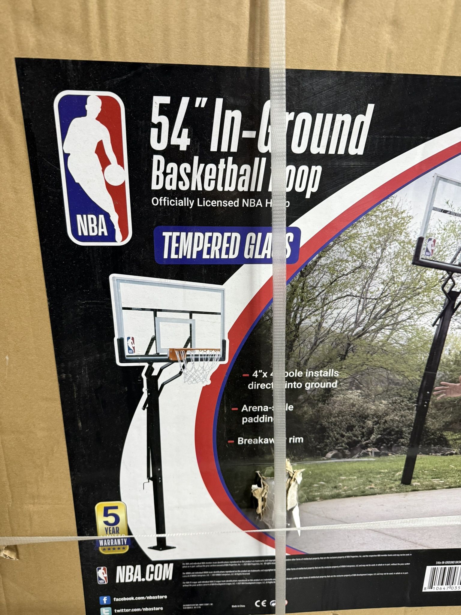 NBA 54” In-Ground Basketball Hoop – Tempered Glass 🏀