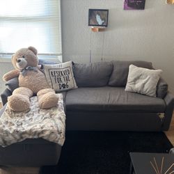 Gray L-Shaped Sofa w. Storage Chaise 