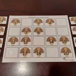 Turkey Find The Missing Number Laminated With Velcro Pieces