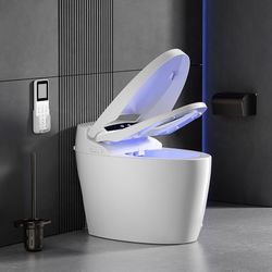 Luxury Smart Toilet with Bidet Built In,Tankless Bidet Toilet with Warm Water,Auto Flush,Foot Sensor,Heated Bidet Seat Japanese Toilet Fahrenheit LED
