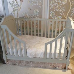 Pottery Barn kids Blythe Upholstered Convertible Crib + Newton Mattress