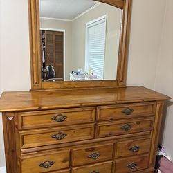 Solid wood dresser & Mirror