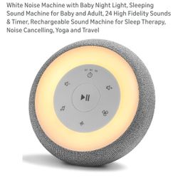 White Noise Machine with Baby Night Light, Sleeping Sound Machine for Baby and Adult, 24 High Fidelity Sounds & Timer, Rechargeable Sound Machine for 