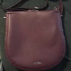 Calvin Klein Cross Body Burgundy Leather Bag