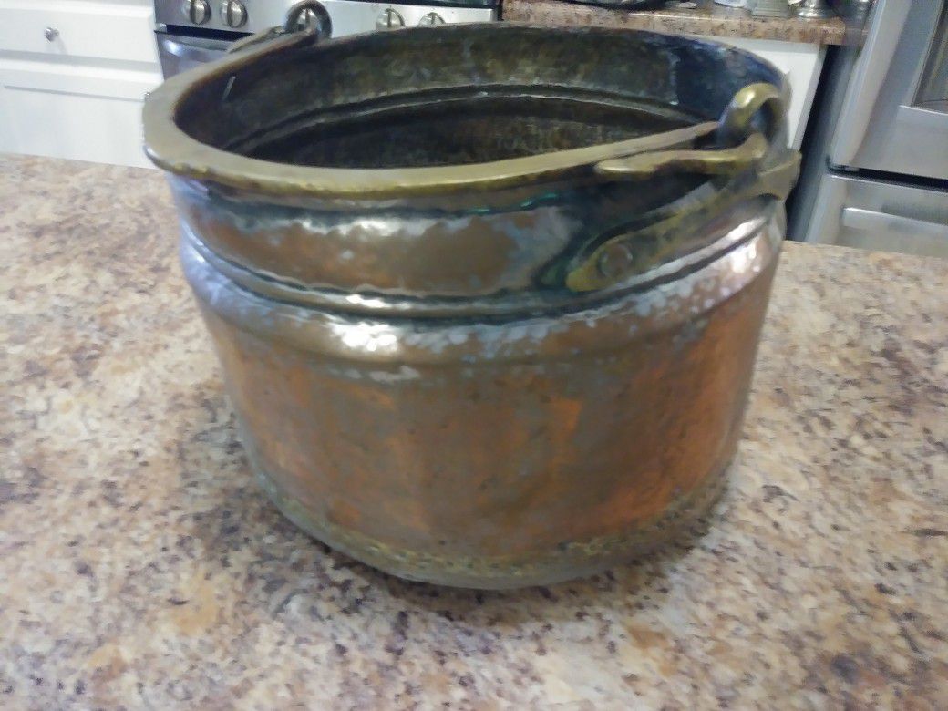 Large antique copper pot