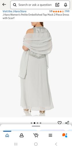 J Kara Women's Petite EmbellishedTop Mock 2 Piece Dress with Scarf Size 10 Jkara