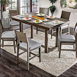 Brand New Modern 7pc Counter Height Dining Table Set (Grey)