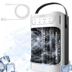 Portable Air Conditioners 800ml Water Tank 7-Color Night Light 3-Speeds 3-Level Humidify 2-8H Timer Quiet and Powerful USB Powered Mini Evaporative Ai