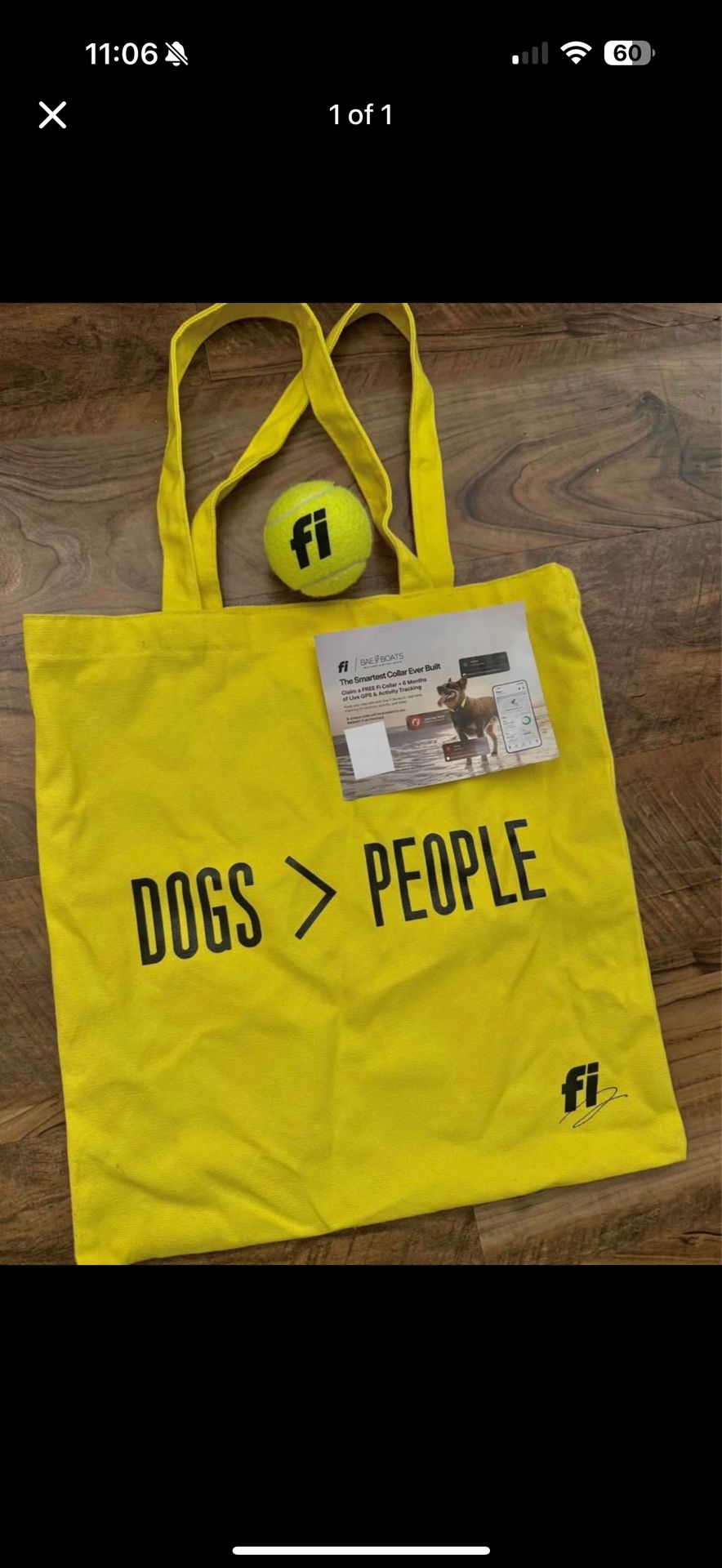 Dog Smart Collar, tote bag, & ball