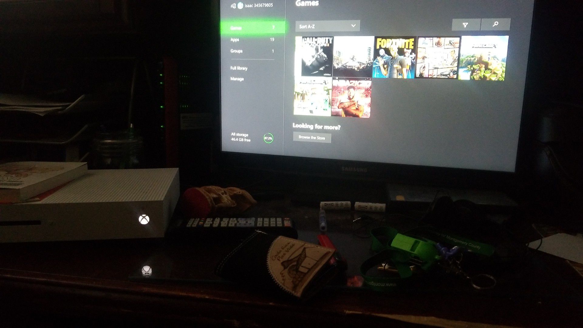 Xbox one x with call of duty ww2 and fifa 17 and minecraft plus 2 wired controllers
