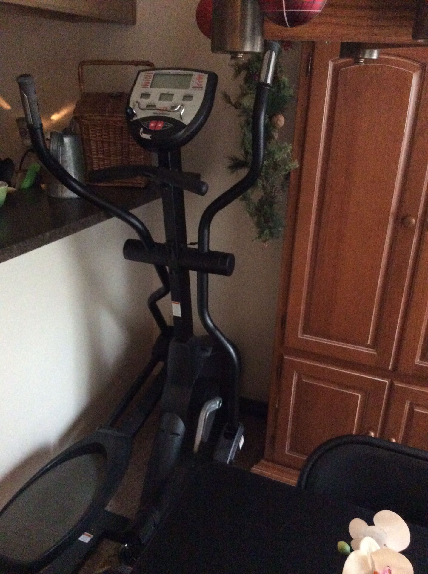 new balance, not used much. Elliptical. Have the plug adapter, and it can take batteries.