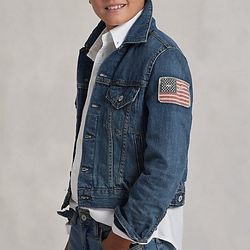 Polo Ralph Lauren Boy Denim trucker jacket size 7 $50