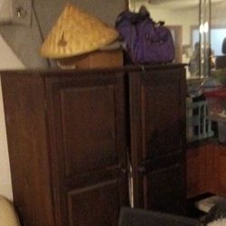 Dark Wood Armoire Cabinet