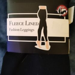 Fleece Lined Fashion Leggings - Black - Size LG