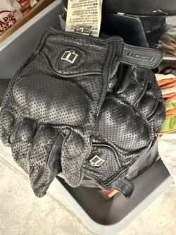 Icon Leather Motorcycle Gloves Size Large