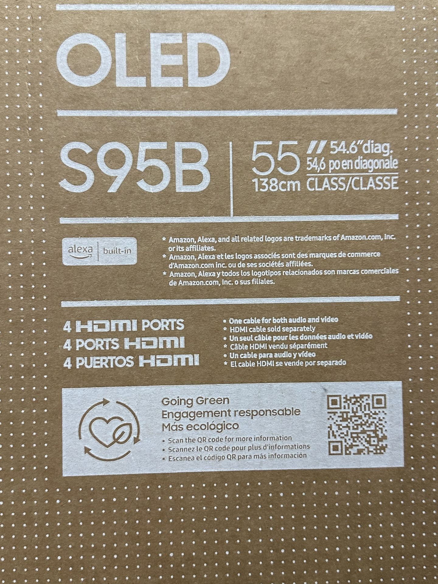 SAMSUNG 55-Inch Class OLED 4K S95B Series Quantum HDR, Dolby Atmos, Object Tracking Sound, Laser Slim Design, Smart TV with Alexa Built-In (QN55S95BAF