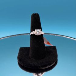 #161 Stunning 3.00 CTW Cushion Cut Moissanite Engagement Ring with Pear Side Stones. Size 6 & 7