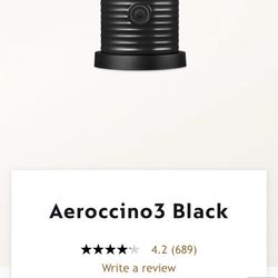 Nespresso Frother Aeroccino3 Black - used twice. New condition 