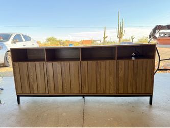 Light Wood TV Stand with Storage
