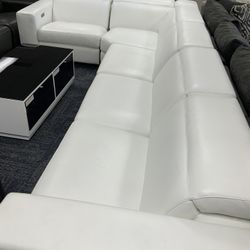 White Premium Italian Leather Couch