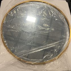 KS #081609 Circle Mirror Gold 18 Inch Wall Mounted Round Mirror with Brushed Metal Frame for Bathroom, Vanity, Living Room, Bedroom, Entryway Wall Dec