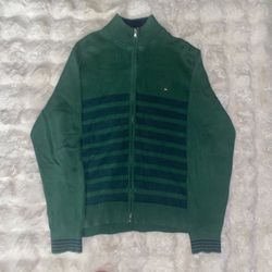 Green Tommy Hilfiger zip-up sweater
