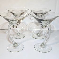 Libbey Bravura Curved Stem Martini Glass Set of 4 Decorative Bar Glassware