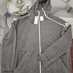 Men's Adidas Large Sweater Jacket Large Gray