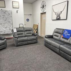 3pc Sofa & loveseat + Chair Power Recliner (FREE TV INCLUDED)