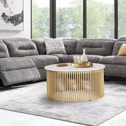 6 piece, 3 full power reclining gray sectional (no imperfections) with added middle console