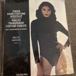 Sheer Dark Fortune L/XL Black Bodysuit from Spirit Halloween Women's costume