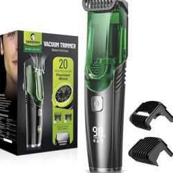 SHPAVVER Beard Trimmer for Men: Vacuum Trimmer for Less Mess -IPX7 Waterproof- Rechargeable Electric Beard Cutting Kit with Adjustable Length Comb-Bui