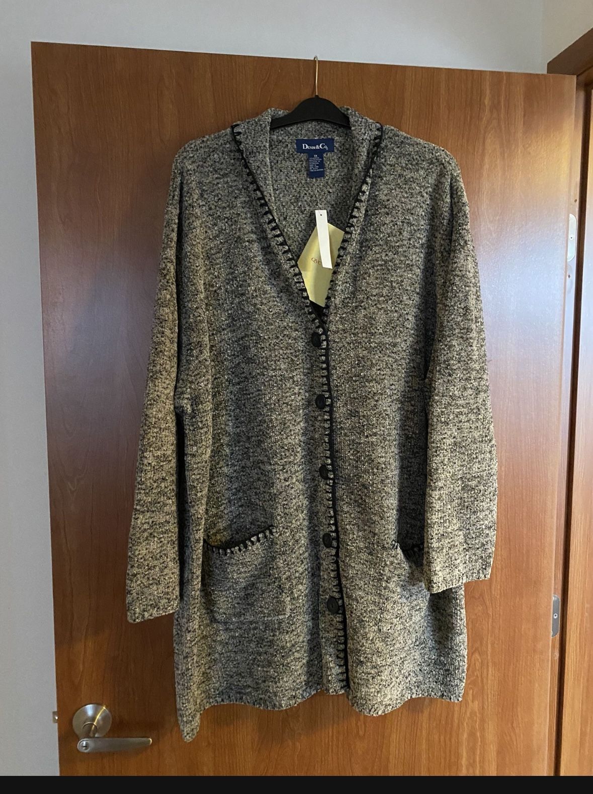 Denim & Co Long Sleeve Button Up Long Cardigan Sweater 3XL