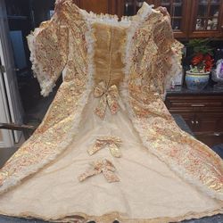 Halloween Gold Victorian Medieval Dress / Gown Size 3XL