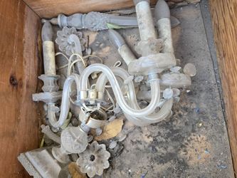 Broken vintage crystal chandelier