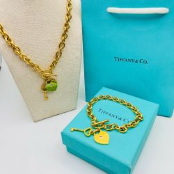 Luxury Heart Tag Lock Pendant Chain Necklace
