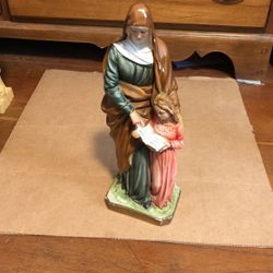St. Anne and Mary 12 inch Statue Church Quality Chalkware Plaster ITALY