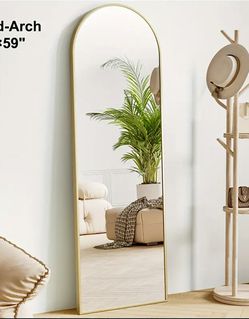New in box full length body mirror arched gold 59“16“ for staging home decor wedding