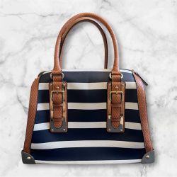 ALDO Blue White Striped Leather Handbag