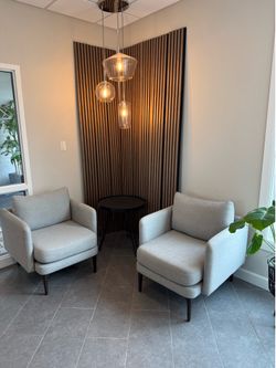 Upholstered chairs from West Elm